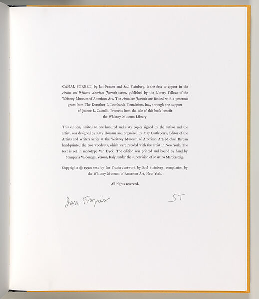 Canal Street, Saul Steinberg (American (born Romania), Râmincul-Sarat 1914–1999 New York), Artist's book