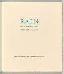 Rain, Leslie Marmon Silko (American, born Albuquerque, New Mexico, 1948), Artist's book