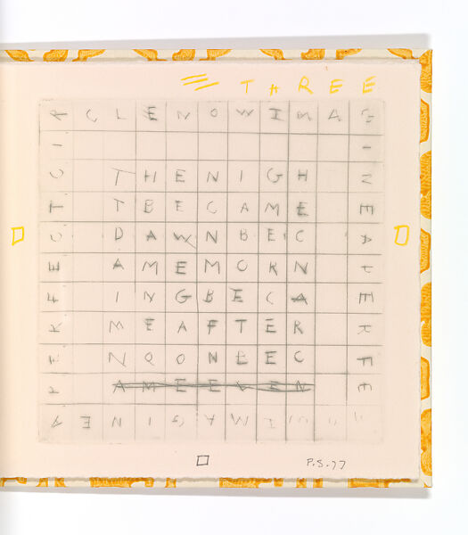 Word, Pat Steir (American, Newark, New Jersey 1940–2026 New York), Artist's book with five drypoints (one with aquatint) with pencil and colored pencil additions
