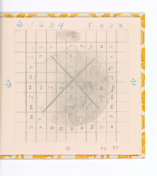 Word, Pat Steir (American, Newark, New Jersey 1940–2026 New York), Artist's book with five drypoints (one with aquatint) with pencil and colored pencil additions