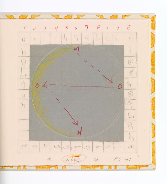 Word, Pat Steir (American, Newark, New Jersey 1940–2026 New York), Artist's book with five drypoints (one with aquatint) with pencil and colored pencil additions