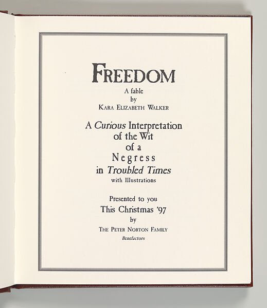 Freedom, a Fable, Kara Walker (American, born Stockton, California, 1969), Pop-up artist's book