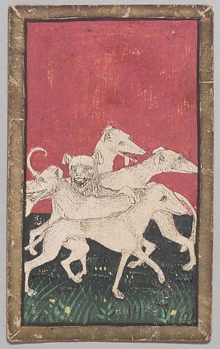 5 of Hounds, from The Courtly Hunt Cards