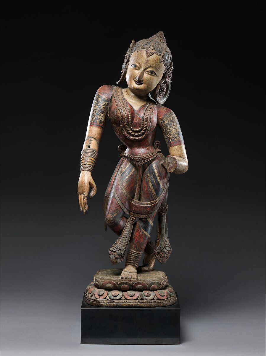 Goddess of Dance (Nrtyadevi), Wood with pigment, Nepal, Kathmandu Valley 