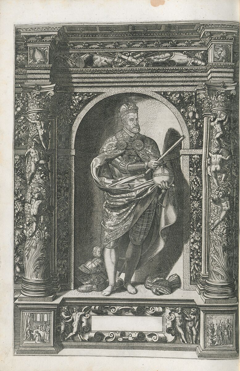 Der aller durchleuchtigisten und grosmächtigen Kayser ... Königen ... Herren vom Adel ... Bildtnussen und kurtz Beschreibungen ihrer so wol in Fridts- als Kriegszzeiten verrichten fürnembsten Thaten und Handlungen : deren Waffen und Rüstungen ... auss allen Landen der Welt ... in dem Schloss Ombrass ... zu ewiger Gedächtnuss auffbehalten werden ..., Jacob Schrenck von Nozing (German, Bavaria 1539–1612)