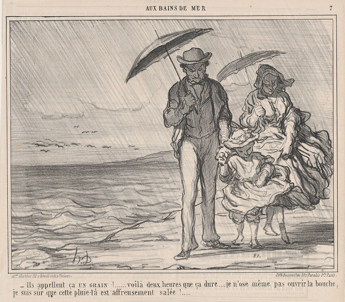 Ils appellent ça UN GRAIN!..., from Aux Bains de Mer, published in Le Charivari, September 19, 1859, Honoré Daumier (French, Marseilles 1808–1879 Valmondois), Lithograph on newsprint; second state of two (Delteil) 