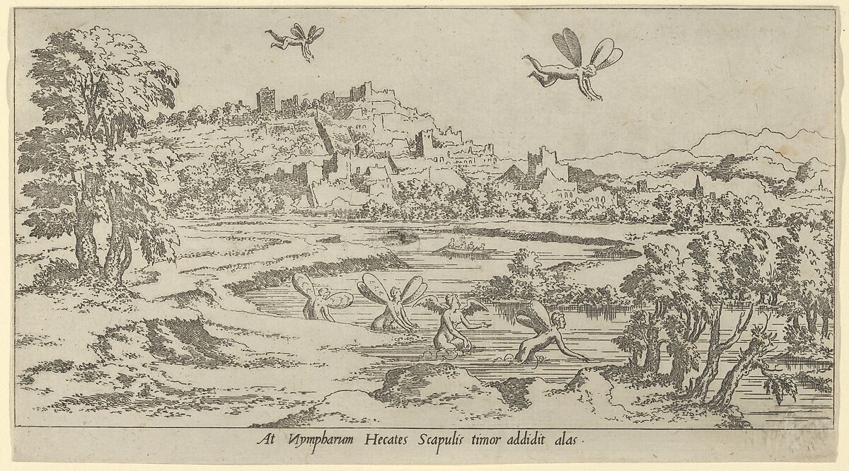 At Nympharum Hecates Scapulis Timor Addidit  Alas, Léon Davent (French, active 1540–56), Etching 