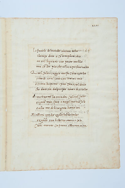 Cod. Vat. Lat. 3211 fol. 45-46: Sonnet “le fauole del mondo”, Michelangelo Buonarroti (Italian, Caprese 1475–1564 Rome), Pen and brown ink on paper 