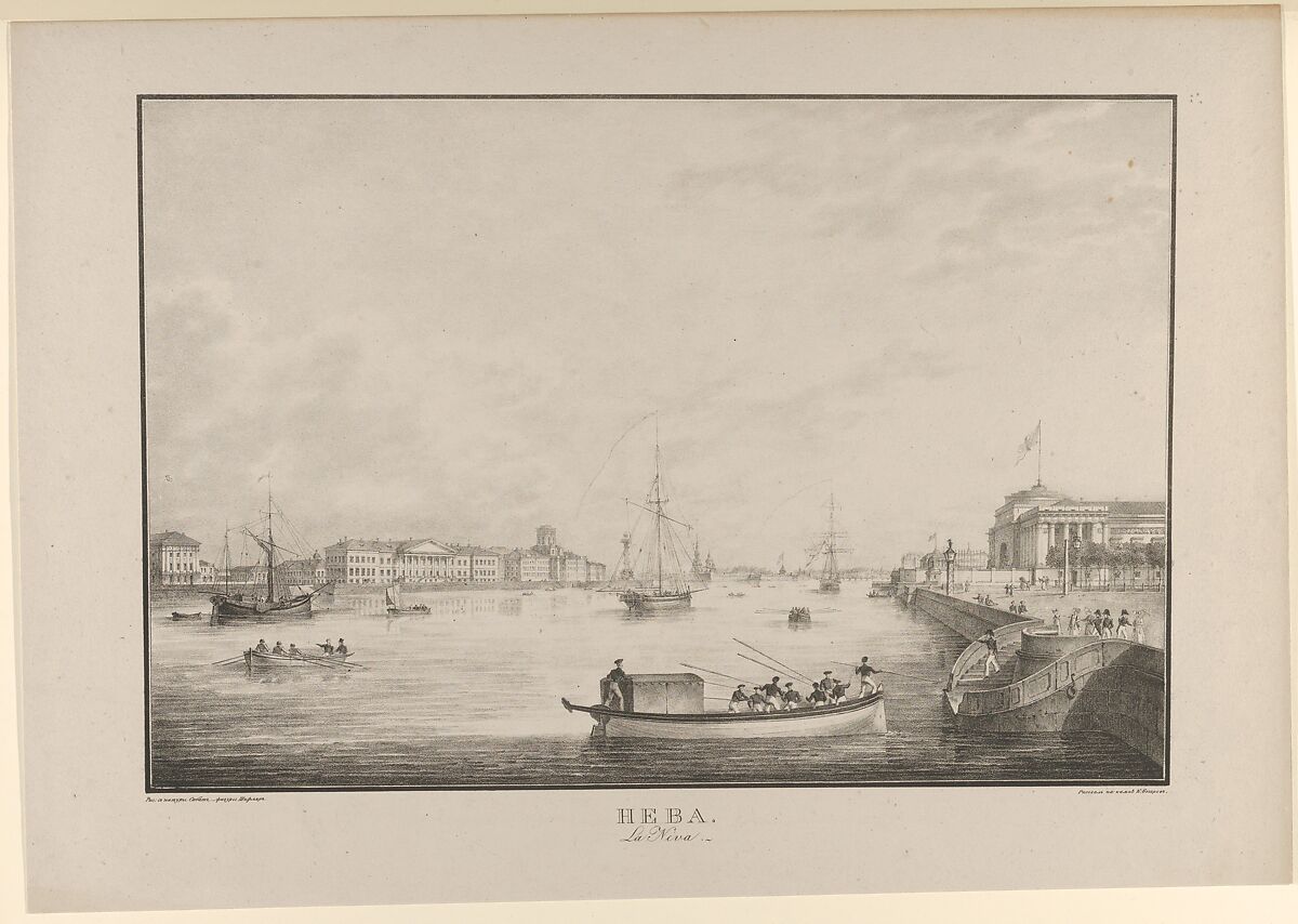 The Neva River, Karl Petrovich Beggrov (Russian, 1799–1875), Lithograph 