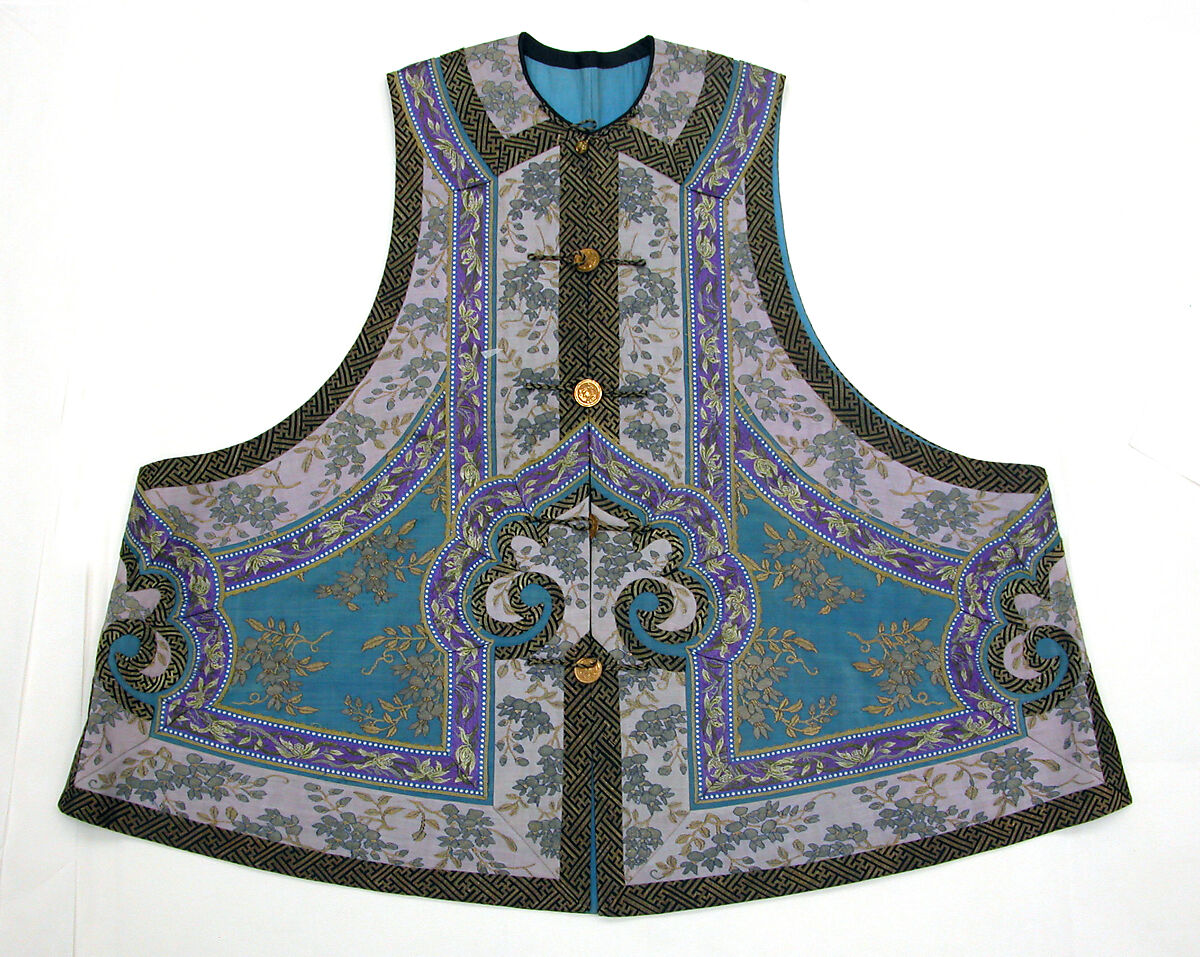 Sleeveless Jacket with Flowering Vine Pattern and Bands, Silk tapestry (kesi), China 