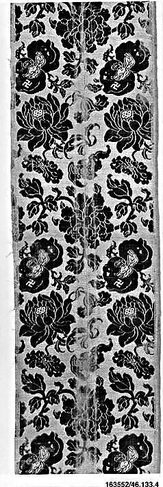 Piece, Silk, cotton, metallic thread, China 