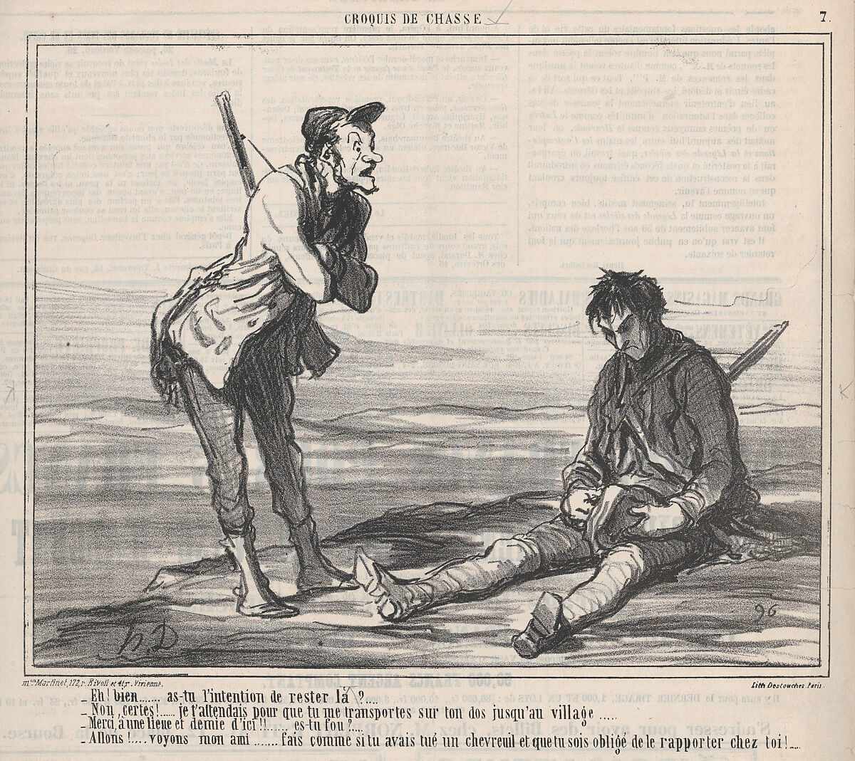 Eh! bien... as-tu l'intention de rester là?..., from "Croquis de Chasse", Honoré Daumier (French, Marseilles 1808–1879 Valmondois), Lithograph on newsprint; second state of three (Delteil) 