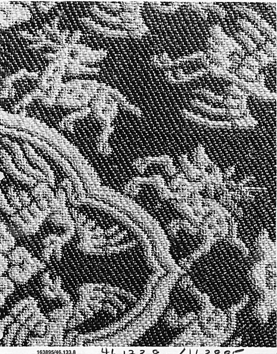 Textile fragment with peaches, plums, birds, bats and deer, Silk twill double cloth, China