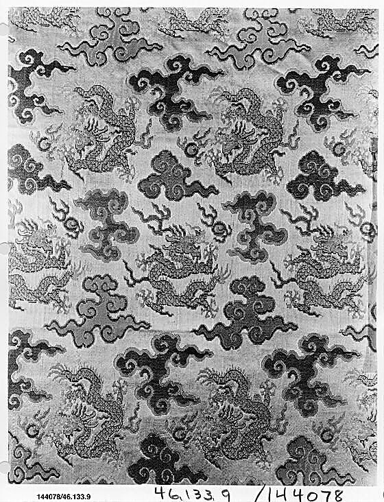 Piece, Silk, metallic thread;  lined with silk, China 