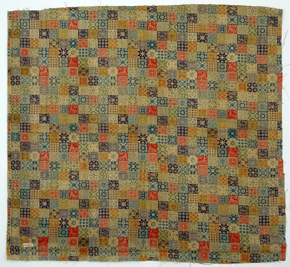 Textile with geometric pattern, Printed cotton, China (?)