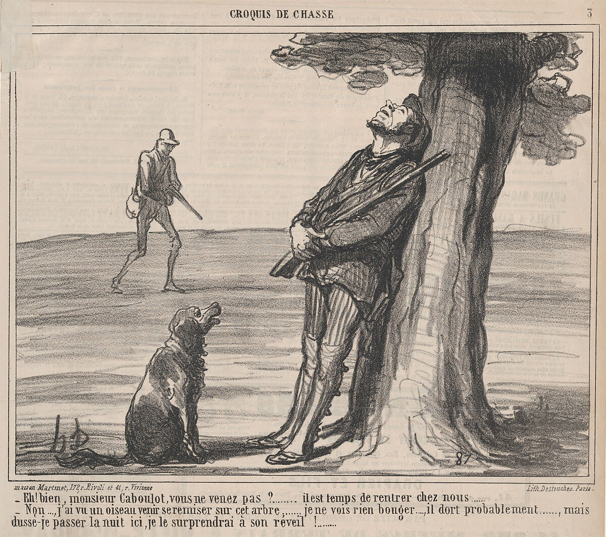 Eh! bien, monsieur Caboulot, vous ne venez pas?...., from Croquis de Chasse, published in Le Charivari, October 6, 1859, Honoré Daumier (French, Marseilles 1808–1879 Valmondois), Lithograph; second state of two (Delteil) 