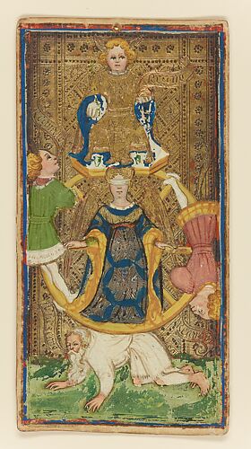 Wheel of Fortune, from The Visconti-Sforza Tarot