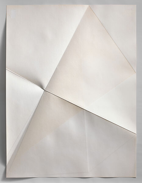 Untitled from Locus, Dorothea Rockburne (American, born Montreal, Canada 1932), Relief etching and aquatint with graphite and white oil paint on folded Strathmore rag paper