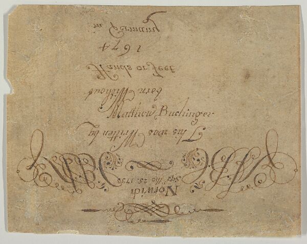 Calligraphic Signature, Norwich, Matthias Buchinger (German, Ansbach 1674–1739), Pen and ink 