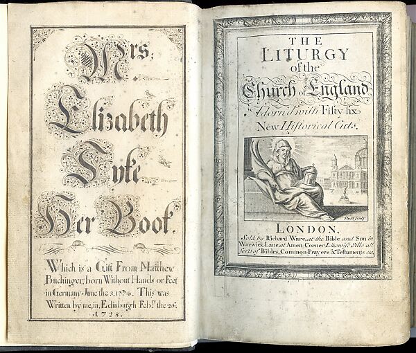 Prayer Book, with inscription to Mrs. Elizabeth Inke by Matthias Buchinger, Matthias Buchinger (German, Ansbach 1674–1739) 