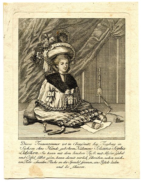 Portrait of Johanna Sophia Liebschern, Etching with engraved text 