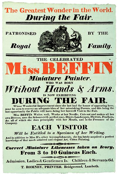 Announcement of Miss Beffin's Skills, T. Romneye, London, Letterpress 