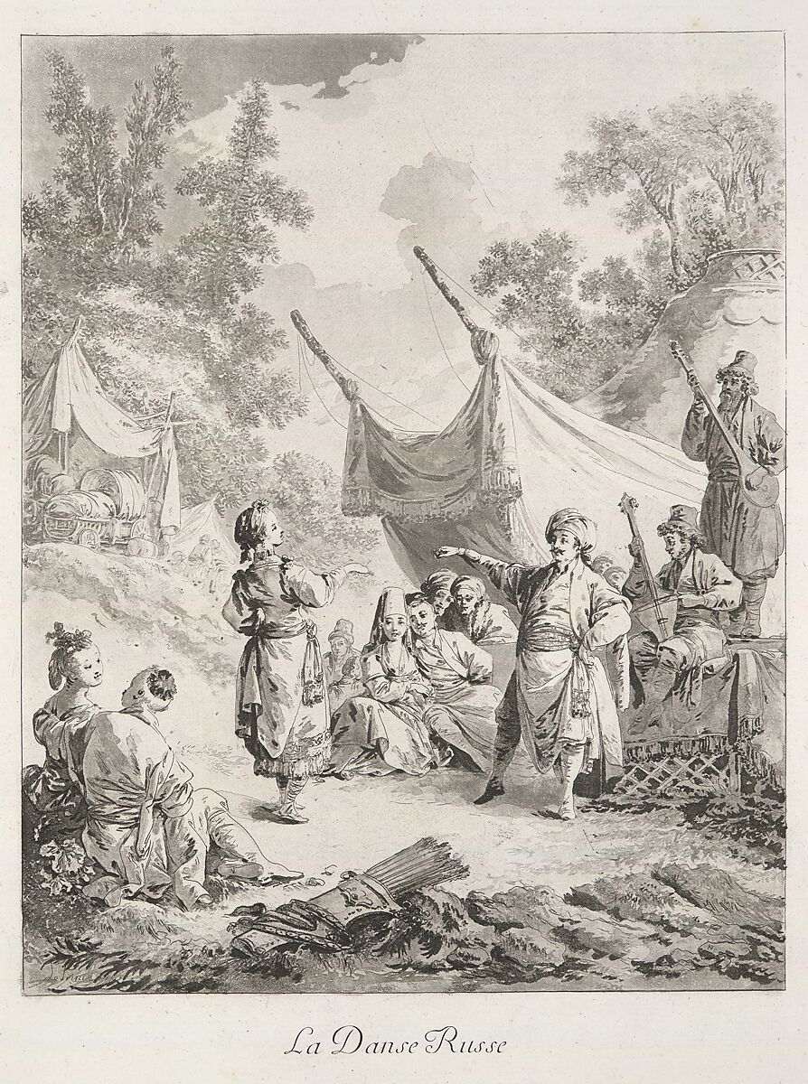 The Russian Dance, in Oeuvres de Jean-Baptiste Le Prince, peintre du Roi, Jean-Baptiste Le Prince (French, Metz 1734–1781 Saint-Denis-du-Port), Etching and aquatint 