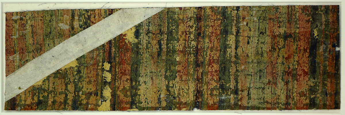 Textile fragment with geometric pattern, Silk lampas, China