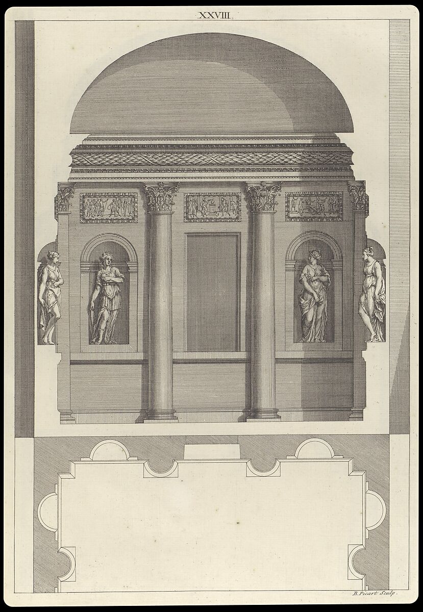 Andrea Palladio  Design for a Corinthian Hall, in The Architecture of A.  Palladio in Four Books containing a Short Treatise on the Five Orders  (L'Architecture de A. Palladio en quatre livres /