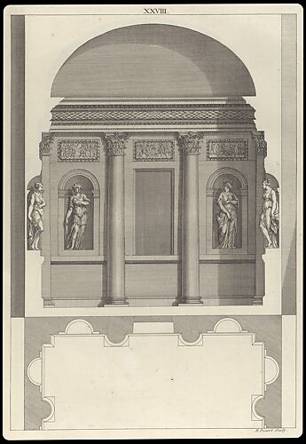 Design for a Corinthian Hall, in The Architecture of A. Palladio in Four Books containing a Short Treatise on the Five Orders (L'Architecture de A. Palladio en quatre livres... / Il quattro libri dell'architettura) (Volume 1, book 2, plate 28)