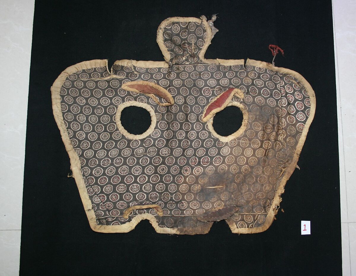 Shaffron (Horse's Head Defense), Textile (silk), animal fiber, leather, Central Asian 