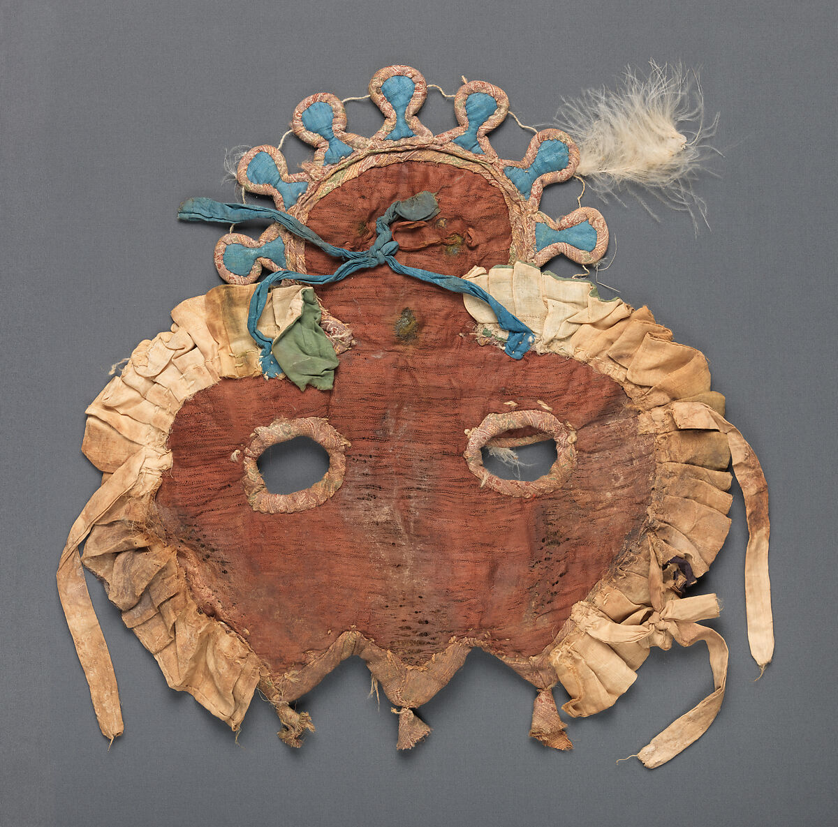 Shaffron (Horse's Head Defense), Textile (silk), animal fiber, feathers, Central Asian