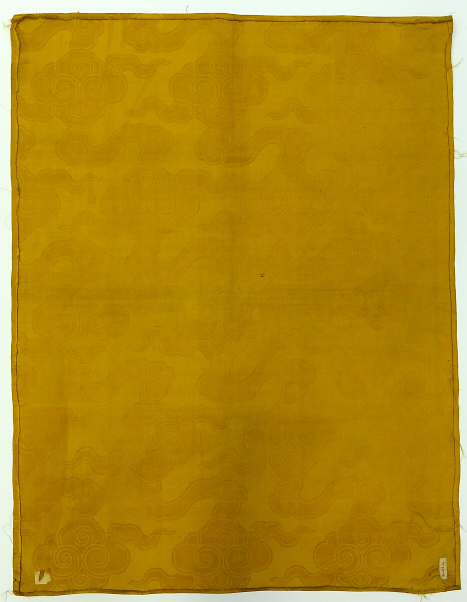 Textile fragment with clouds, Silk satin damask, China