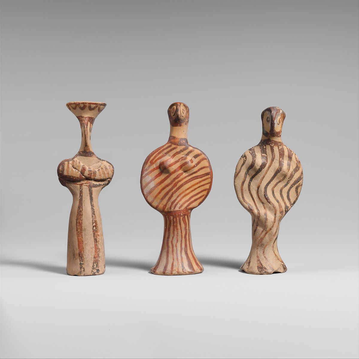 3 Terracotta female figures, Terracotta, Helladic, Mycenaean 