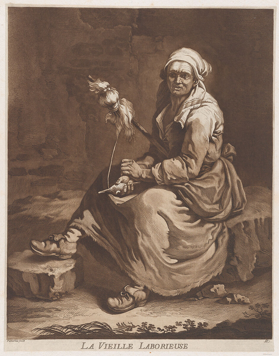 The Old Working Woman, Pietro Jacopo Palmieri (Italian, Bologna 1737–1804 Turin), Etching and aquatint printed in brown 