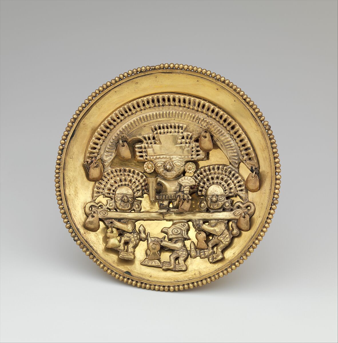 Pair of Earflares with Multifigure Scenes, Gold, Chimú