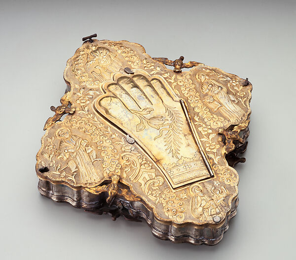 Hand Reliquary of Saint Abulmuse, Silver gilded, silver, and colored stones, Armenian 