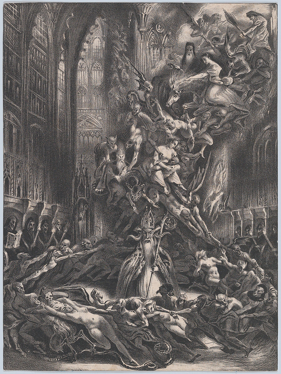 The Round of the Sabbath or Witches' Sabbath, Louis Boulanger (French, (born Italy), Vercelli 1806–1867 Dijon), Lithograph 