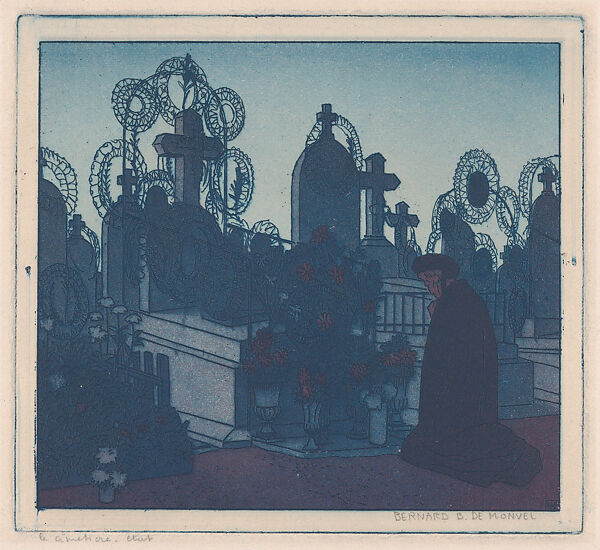 The Cemetery, Bernard Boutet de Monvel (French, Paris 1884–1949 The Azores), Mezzotint 