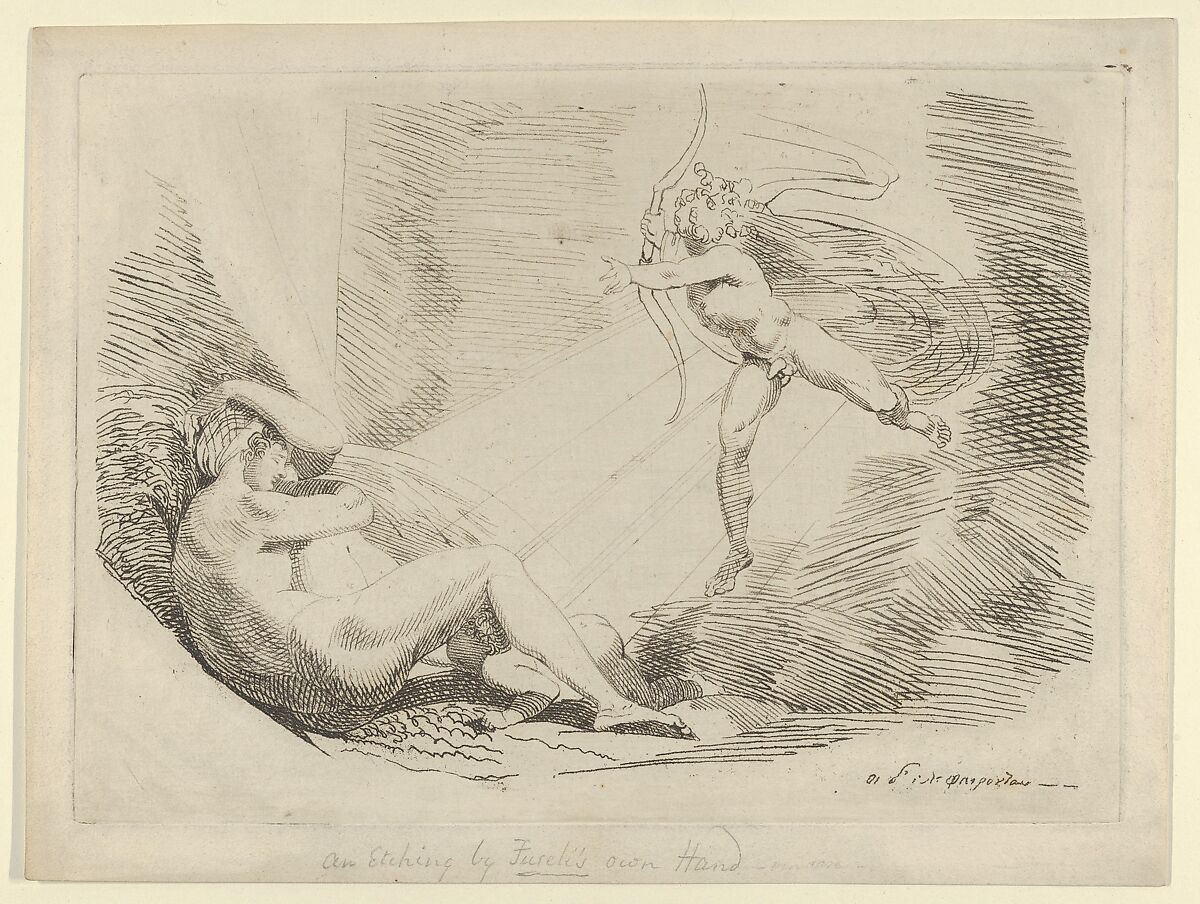 Chrysogone Conceives, in a Ray of Sunshine, Amoretta and Belphoebe (Edmund Spenser, "The Faerie Queene, III, vi), Henry Fuseli (Swiss, Zürich 1741–1825 London), Etching 