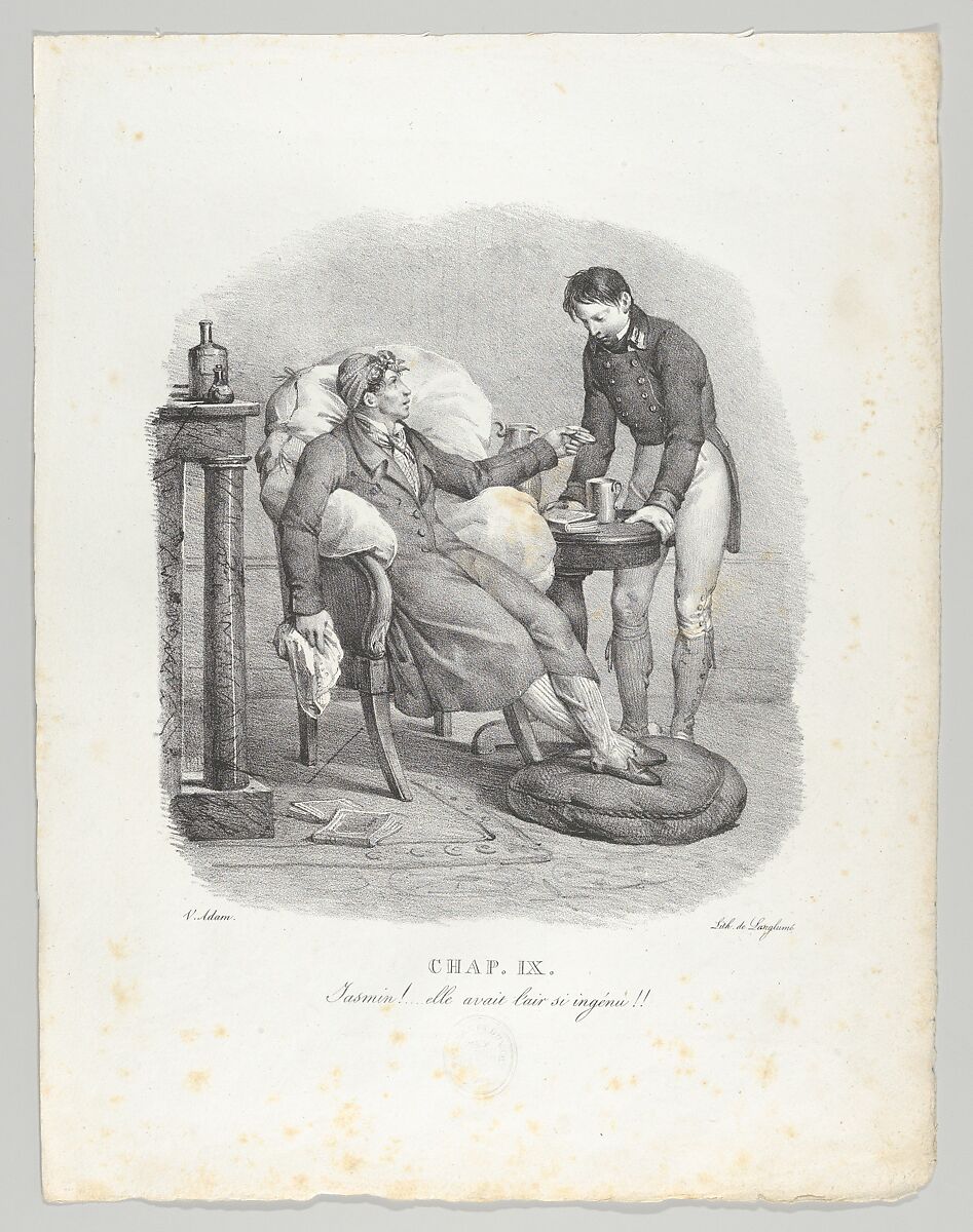 Chap. IX: Jasmin!...elle avait l'air si ingénu!! (Jasmine gave the impression of being an ingenue!), Victor Adam (French, 1801–1866), Lithograph 
