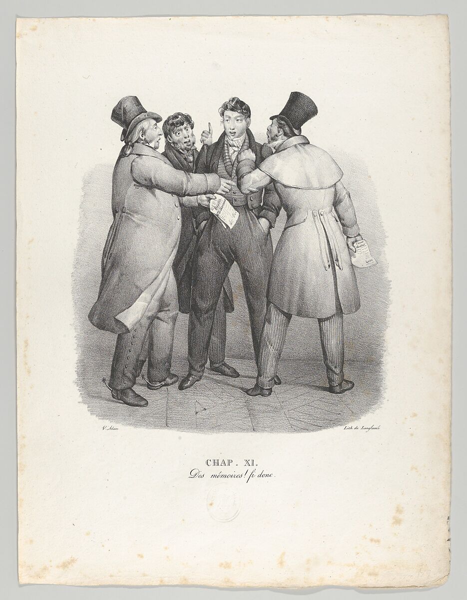 Chap. XI: Des Memoires! fi donc (IOUs, fie!), Victor Adam (French, 1801–1866), Lithograph 