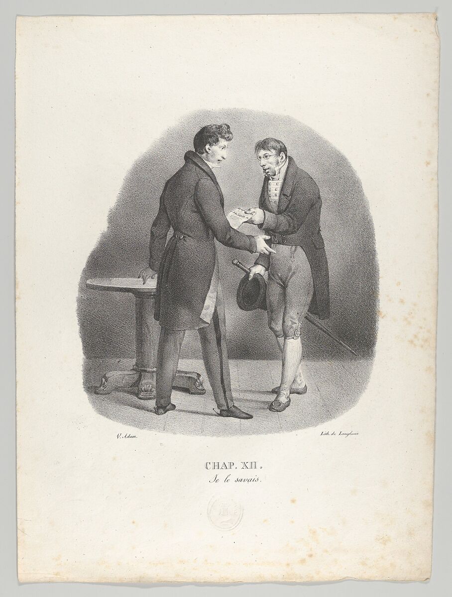 Chap. XII: Je le savais (I thought as much), Victor Adam (French, 1801–1866), Lithograph 