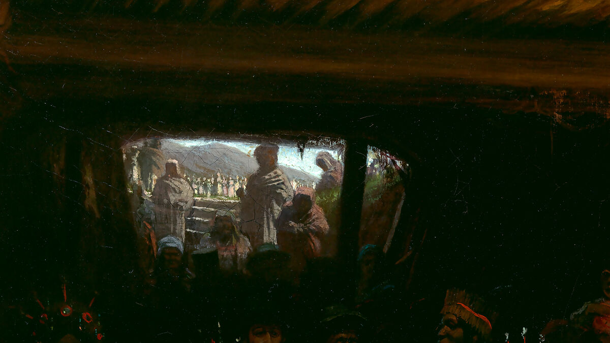 Dance in a Subterranean Roundhouse at Clear Lake, California, Jules Tavernier (American (born France), Paris 1844–1889 Honolulu, Hawaii), Oil on canvas, American