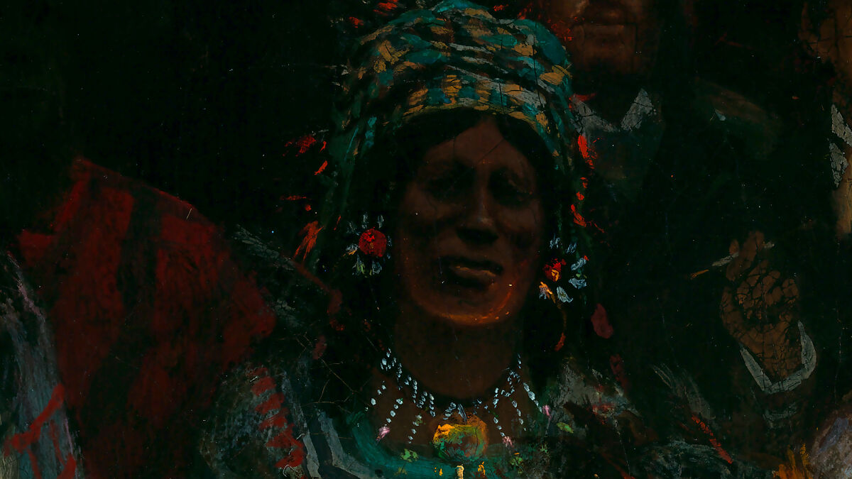 Dance in a Subterranean Roundhouse at Clear Lake, California, Jules Tavernier (American (born France), Paris 1844–1889 Honolulu, Hawaii), Oil on canvas, American