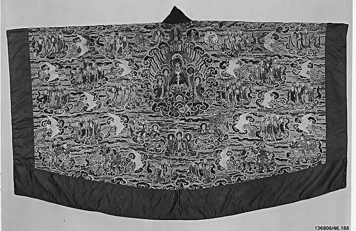 Daoist Robe of Descent (Jiang yi), Silk and metallic thread embroidery on silk satin damask, China 
