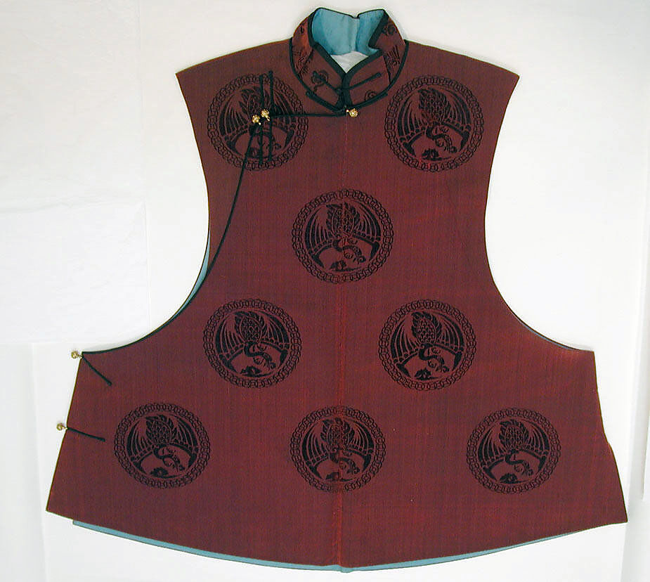 Sleeveless Jacket, Silk , uncut silk velvet and metal, China 