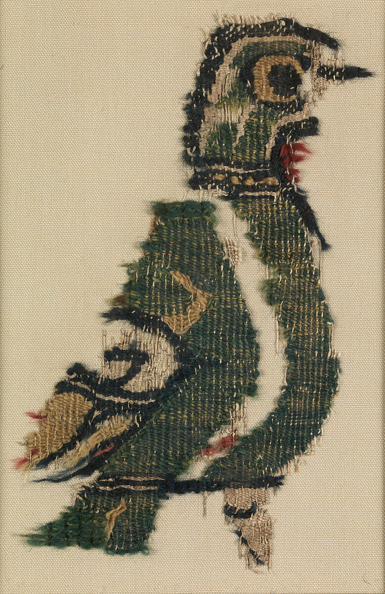 Textile Fragment with Bird, Linen; tapestry woven 