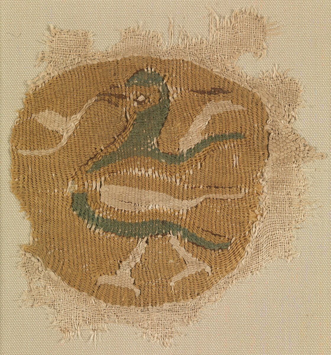 Roundel with Bird, Wool and linen; tapestry woven 