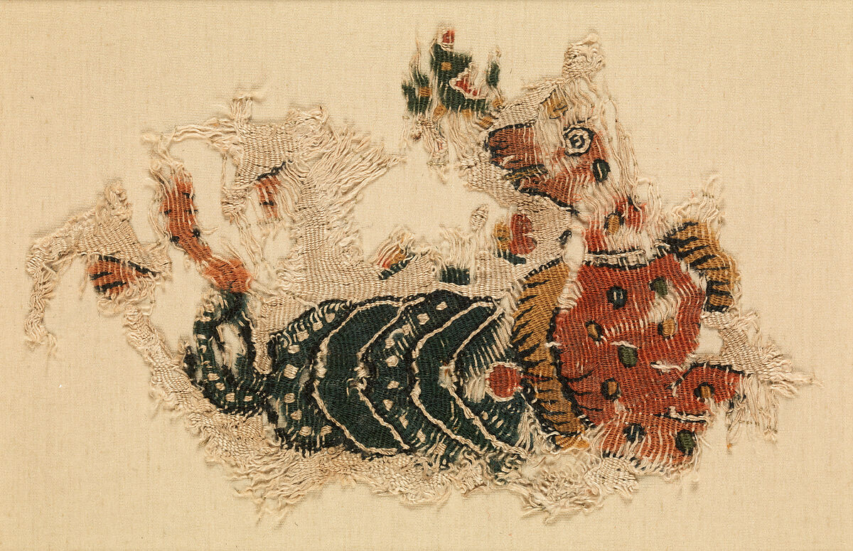 Textile Fragment with Scorpion, Wool and linen; tapestry woven 
